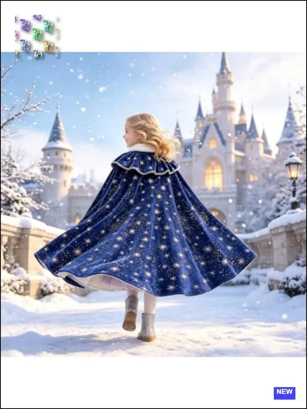 Kids Velvet Princess Cape Snowflake Cloak Halloween Costume Dress-Up
